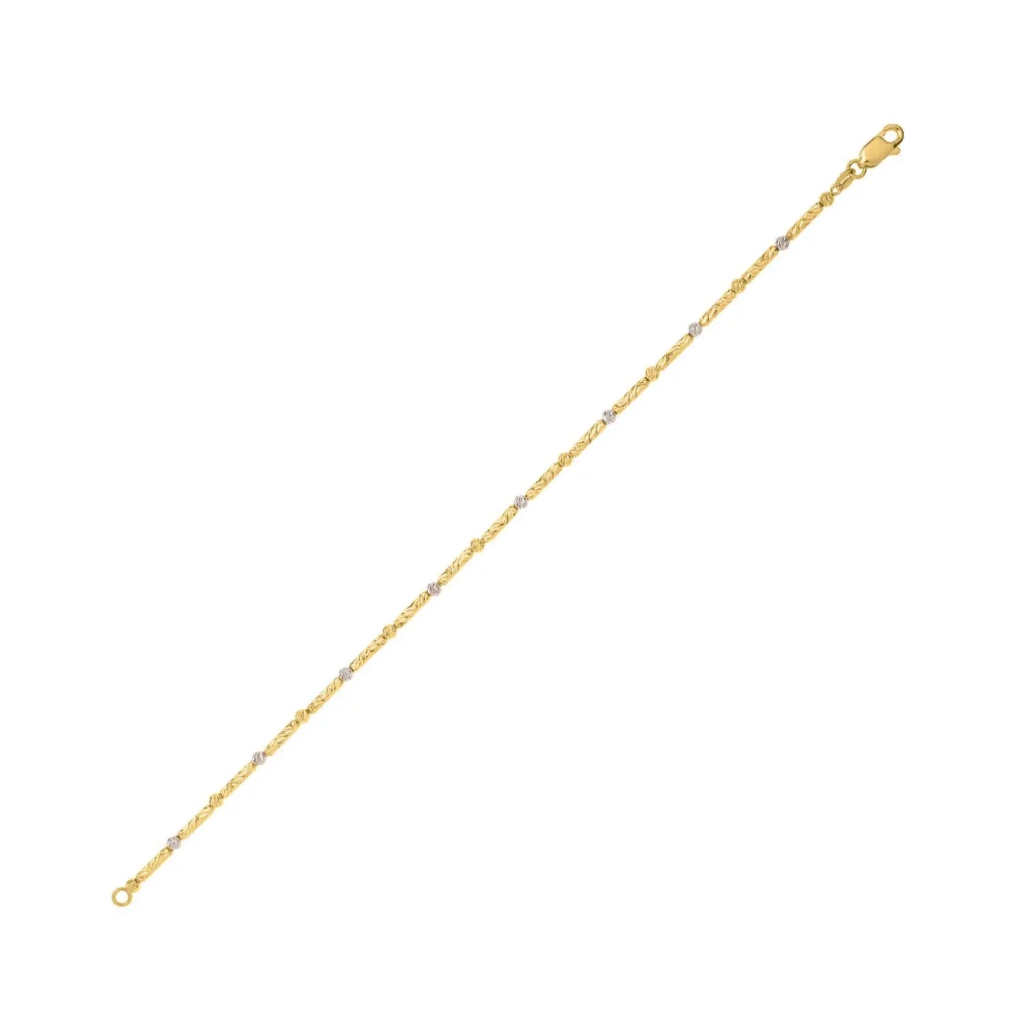 Two Tone Bar and Bead Necklace in 14K Gold (1.70 mm) RCJ Bracelets  CELESTIA LUXE JEWELLERS