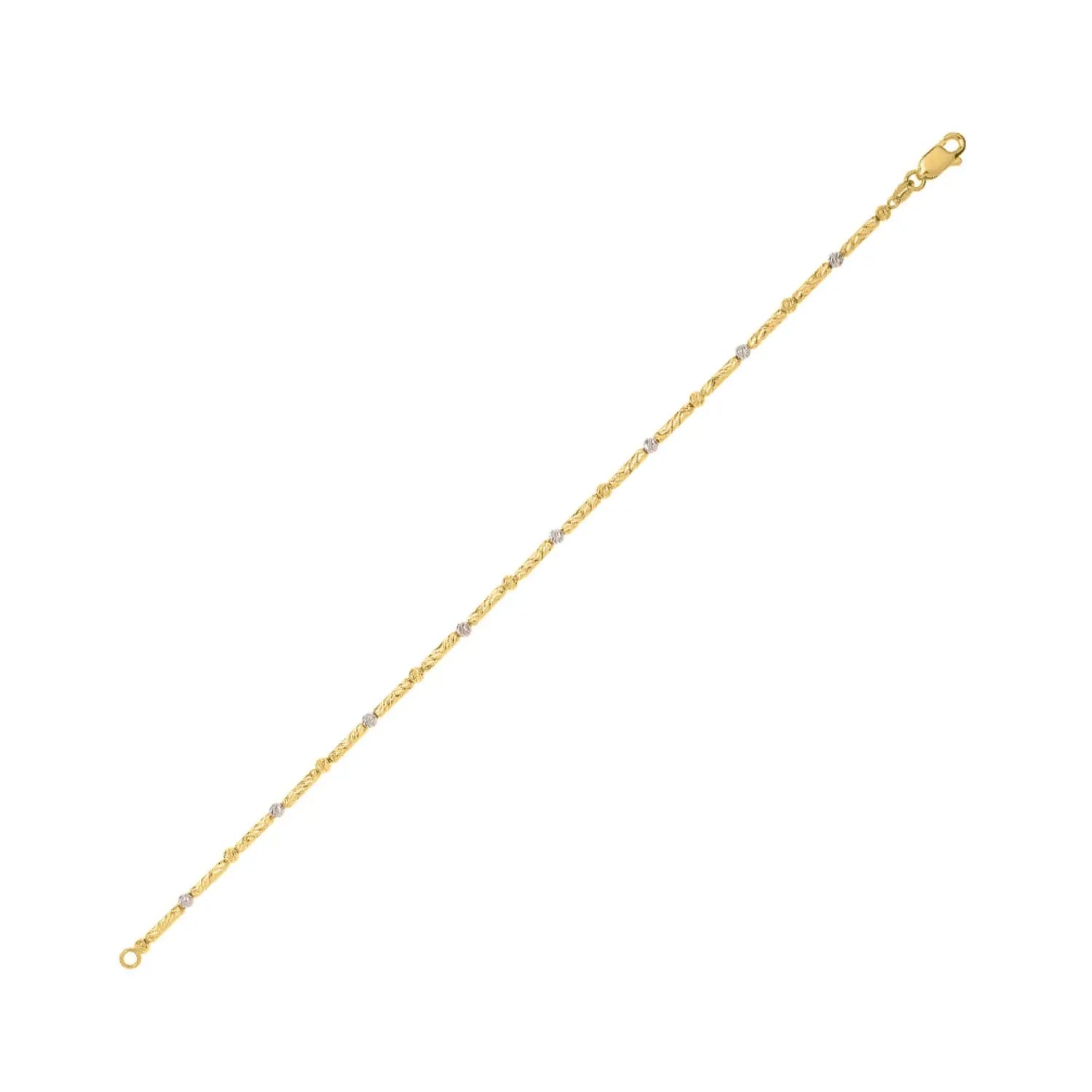 Two Tone Bar and Bead Necklace in 14K Gold (1.70 mm) RCJ Bracelets  CELESTIA LUXE JEWELLERS
