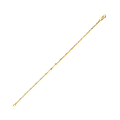 Two Tone Bar and Bead Necklace in 14K Gold (1.70 mm) RCJ Bracelets  CELESTIA LUXE JEWELLERS