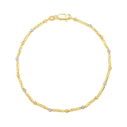 Two Tone Bar and Bead Necklace in 14K Gold (1.70 mm) RCJ Bracelets  CELESTIA LUXE JEWELLERS