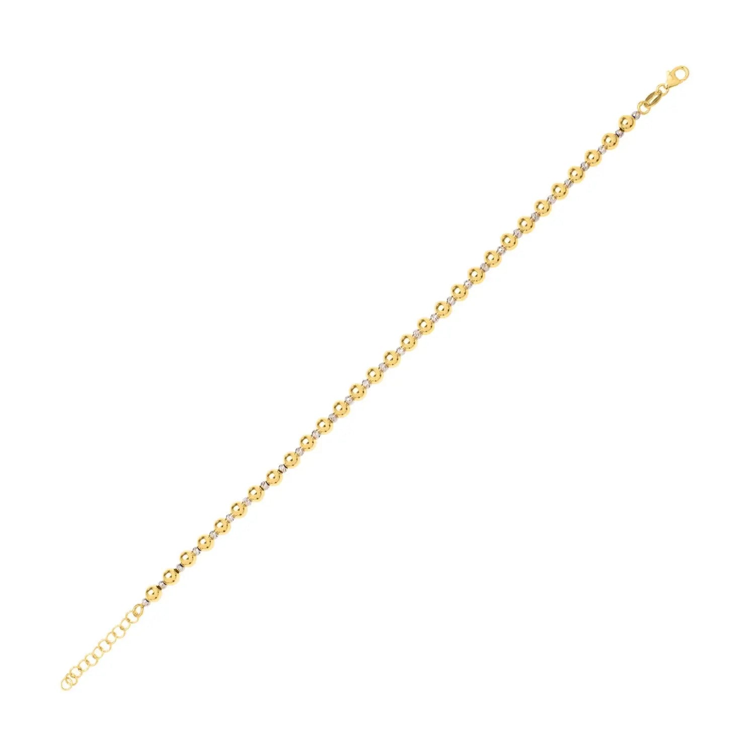 Two Tone Beaded Chain Bracelet in 14K Gold (4.00 mm) RCJ Bracelets  CELESTIA LUXE JEWELLERS