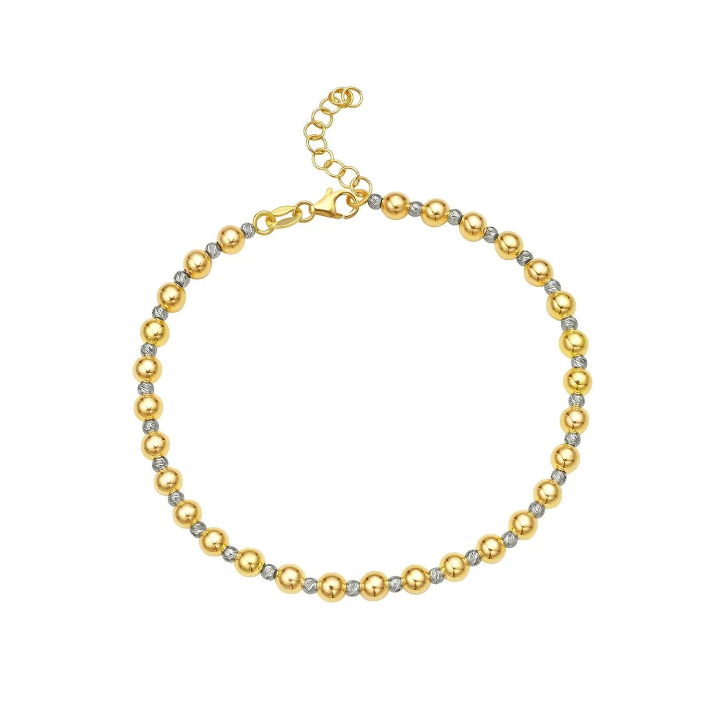 Two Tone Beaded Chain Bracelet in 14K Gold (4.00 mm) RCJ Bracelets  CELESTIA LUXE JEWELLERS