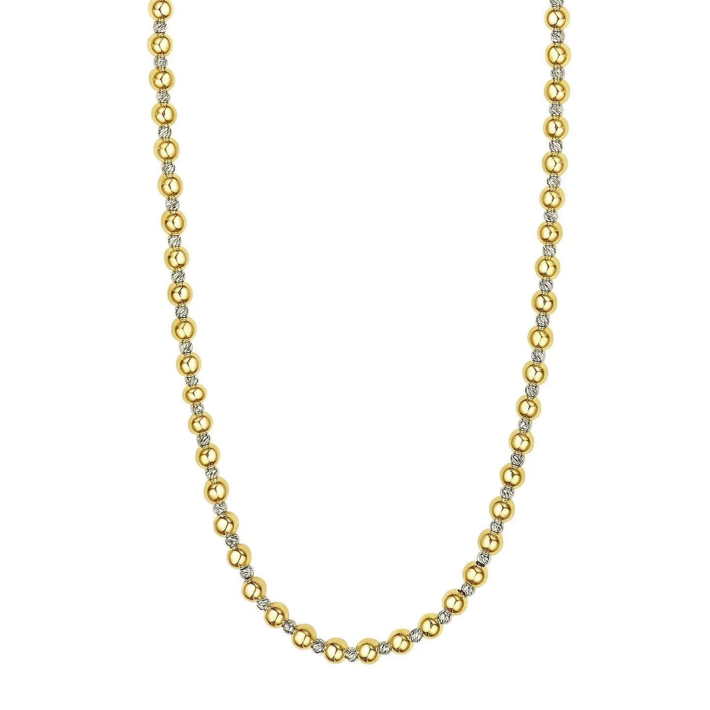 Two Tone Beaded Chain Necklace in 14K Gold RCJ Necklaces  CELESTIA LUXE JEWELLERS