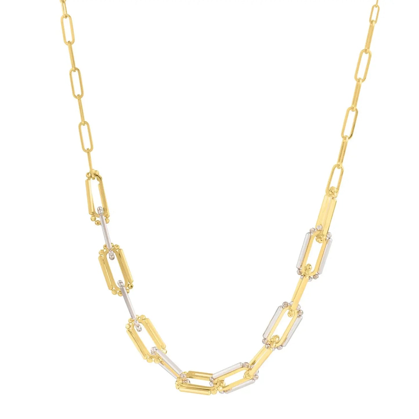 Two Tone Pallina Paperclip Necklace in 14K Gold RCJ Necklaces  CELESTIA LUXE JEWELLERS