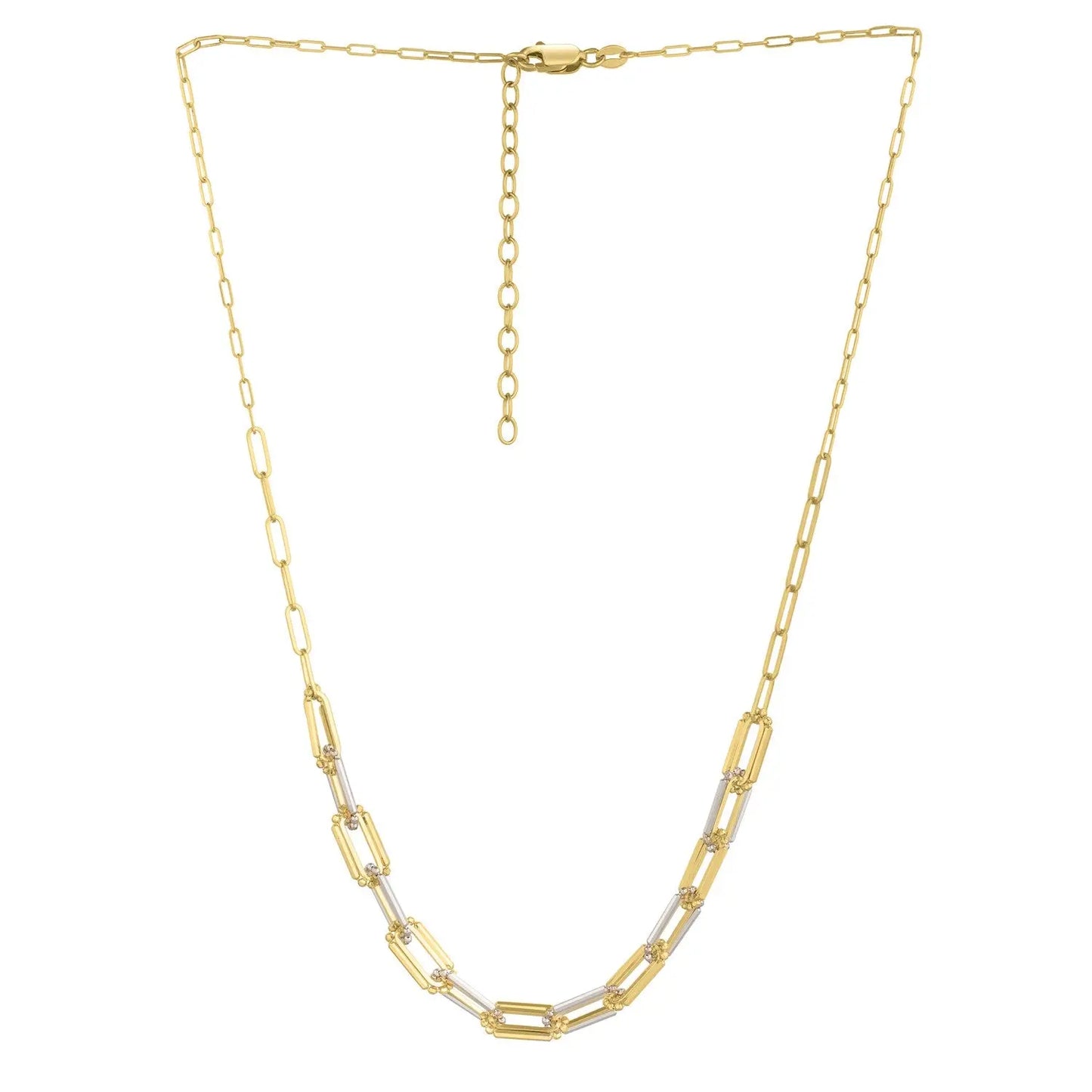 Two Tone Pallina Paperclip Necklace in 14K Gold RCJ Necklaces  CELESTIA LUXE JEWELLERS