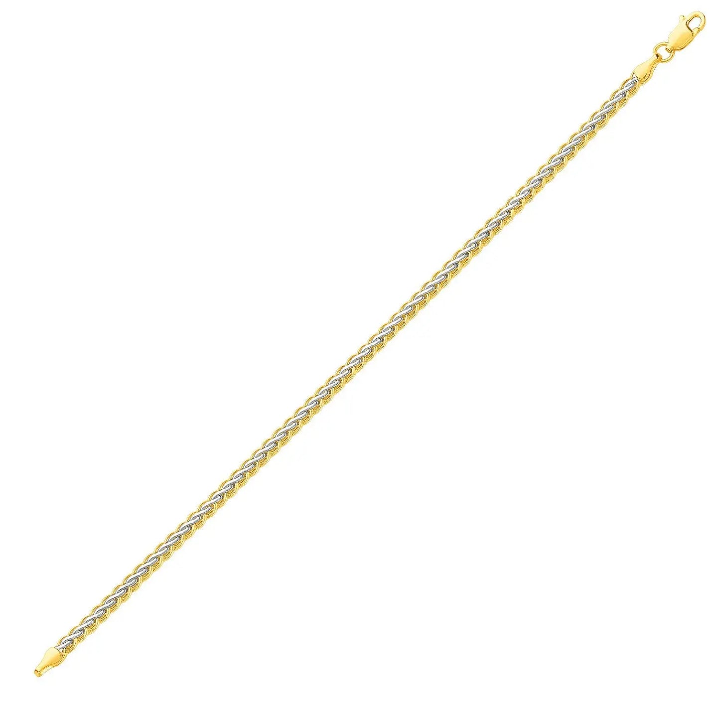 Two-Toned Fine Wheat Chain Bracelet in 10k Yellow and White Gold (3.00 mm) RCJ Bracelets  CELESTIA LUXE JEWELLERS
