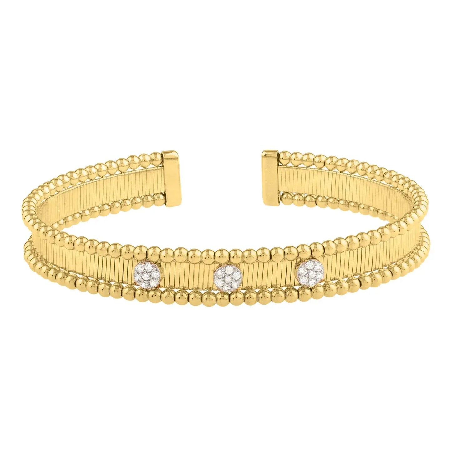 Two Toned Pallina Cuff Bangle in 14K Gold (9.00 mm) RCJ Bangles  CELESTIA LUXE JEWELLERS
