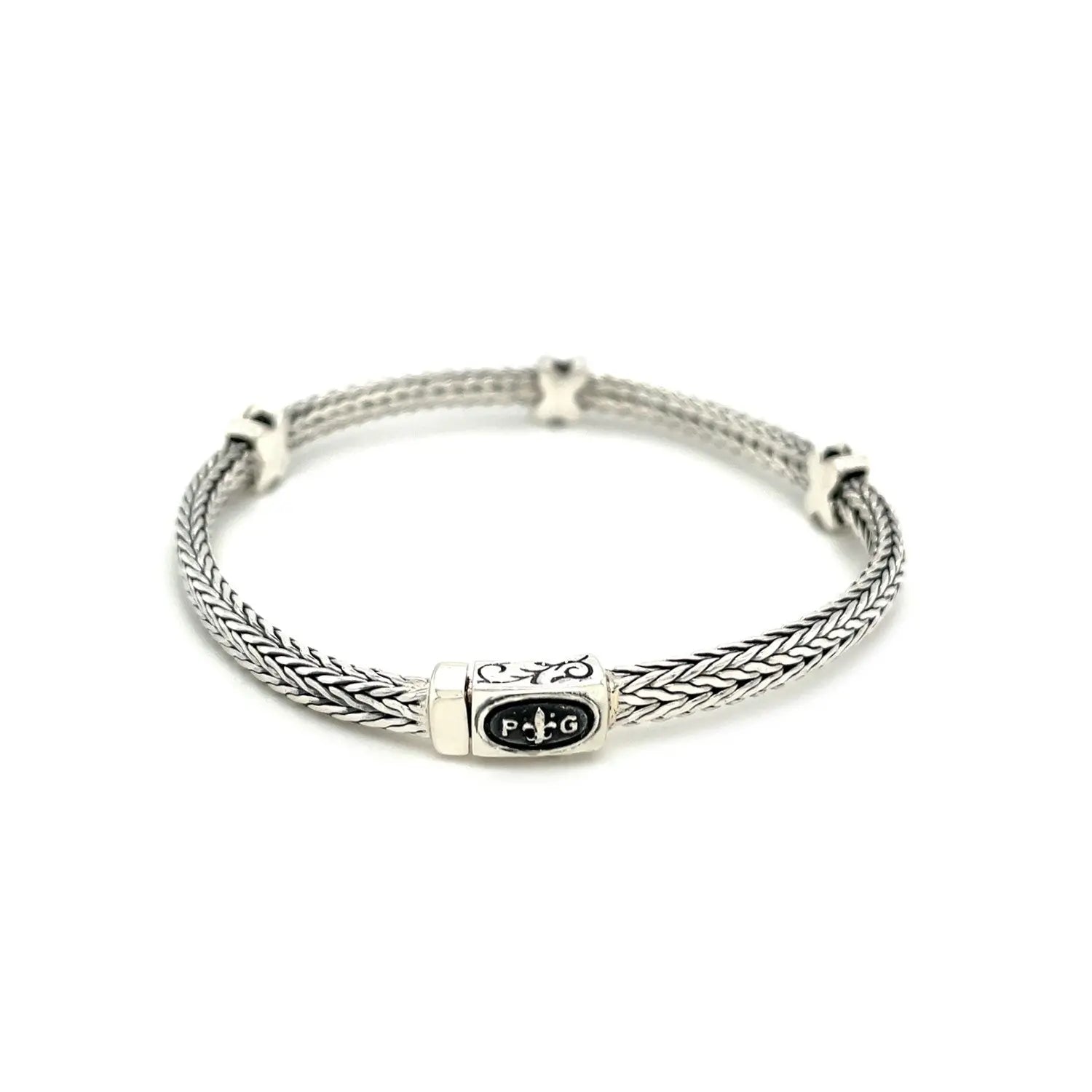 Woven Rope Bracelet with Black Sapphire X Accents in Sterling Silver RCJ Bracelets  CELESTIA LUXE JEWELLERS