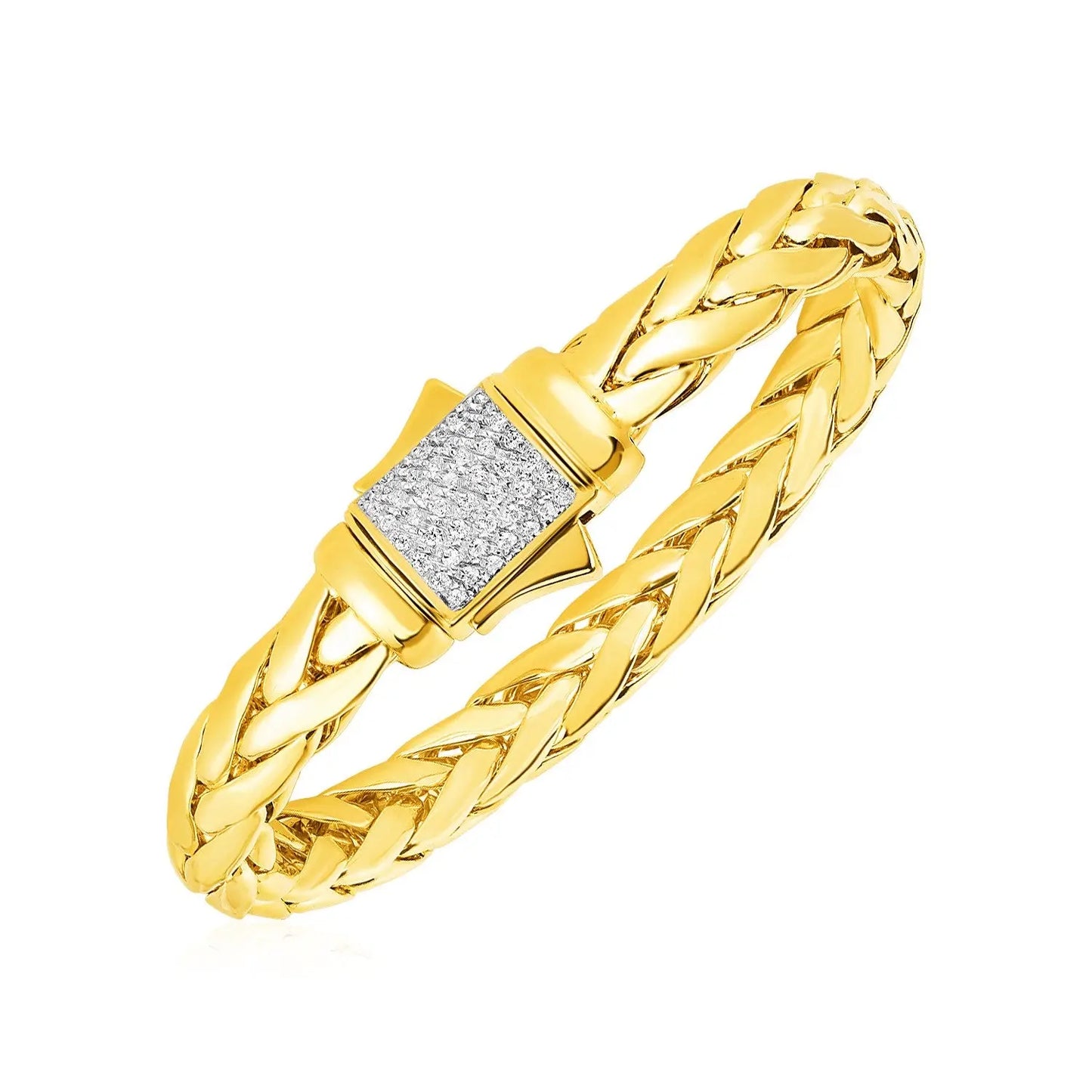 Woven Rope Bracelet with Diamond Accented Clasp in 14k Yellow Gold RCJ Bracelets  CELESTIA LUXE JEWELLERS