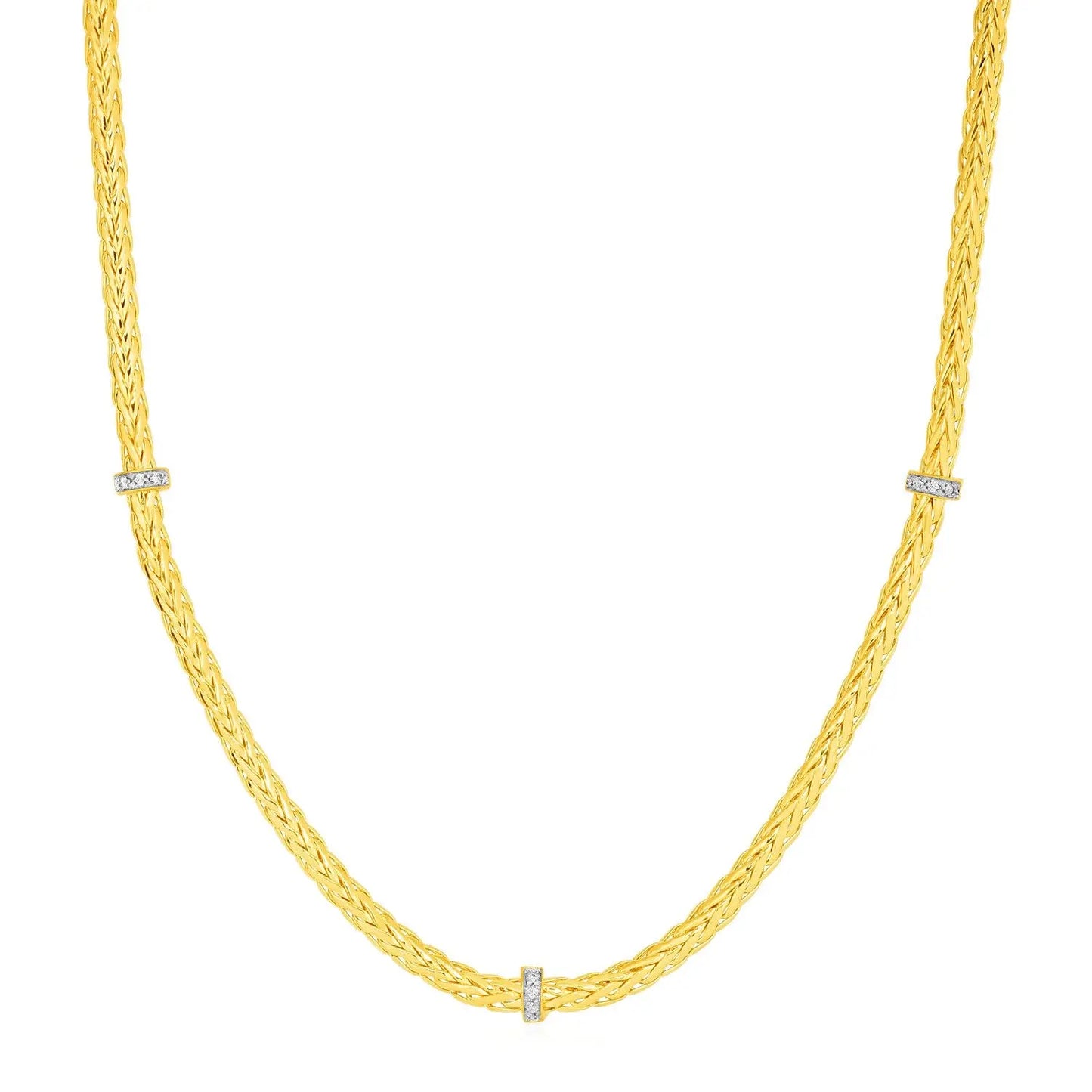 Woven Rope Necklace with Diamond Accents in 14k Yellow Gold RCJ Necklaces  CELESTIA LUXE JEWELLERS