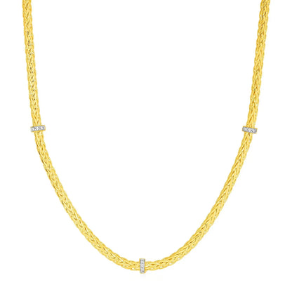 Woven Rope Necklace with Diamond Accents in 14k Yellow Gold RCJ Necklaces  CELESTIA LUXE JEWELLERS