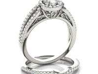 14k White Gold Diamond Engagement Ring with Teardrop Split Shank (7/8 cttw) — CELESTIALUXEJEWELLERS