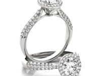 14k White Gold Halo Diamond Engagement Ring with Pave Band (1 1/3 cttw) — CELESTIALUXEJEWELLERS