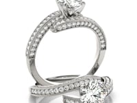 14k White Gold Round Diamond Bypass Style Engagement Ring (1 1/2 cttw) — CELESTIALUXEJEWELLERS