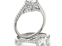 14k White Gold Round Cut Pave Set Shank Diamond Engagement Ring (1 3/8 cttw) — CELESTIALUXEJEWELLERS