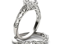 14k White Gold Halo Antique Style Round Diamond Engagement Ring (5/8 cttw) — CELESTIALUXEJEWELLERS